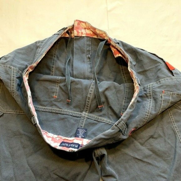 Bugle Boy Carpenter Shorts Mens 36 Relaxed Long Skater Hip Hop Work Utility Gray - Picture 8 of 12